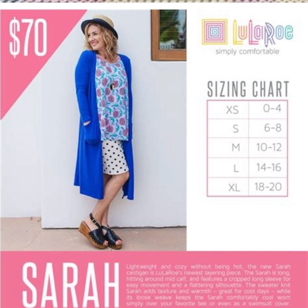 LuLaRoe Sarah Long Duster Cardigan — Rust Floral Print, Size M - Picture 7 of 7